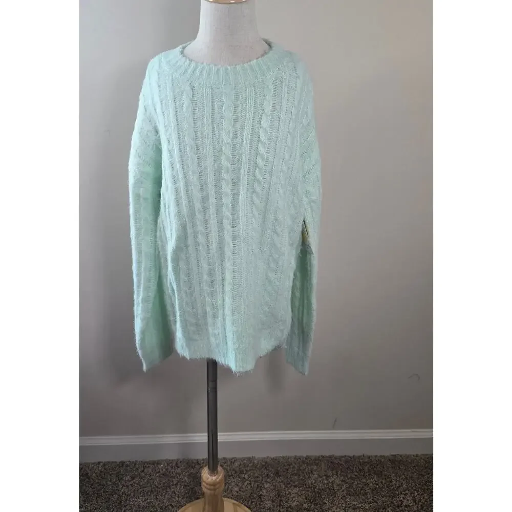 Love Ellie Katya Cable Knit Sweater Mint Size M